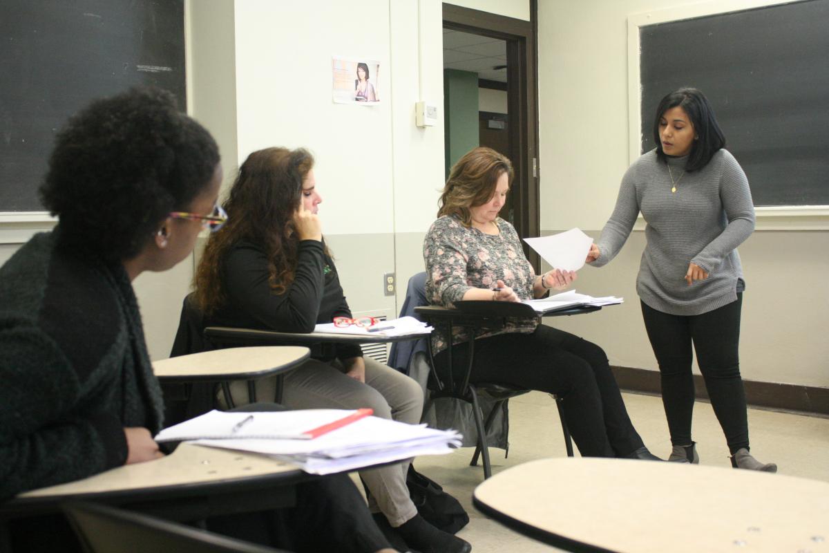 Mary Clavijo Molina leads UNT staff in a Spanish Class