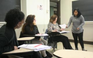 Mary Clavijo Molina leads UNT staff in a Spanish Class