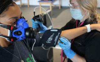 A student's heart rate, blood pressure and oxygen is evaluated following exercise. 